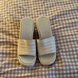Madden Girl Woven Slide Sandals in Cream - Women's Casual Slip-Ons